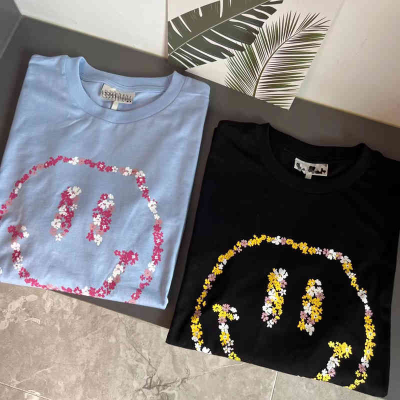 

Women' T-Shirt Xiaozhongchao Gann * spring and summer comfortable breathable floral smiling face printed short sleeve T-shirt women QRNK, Black