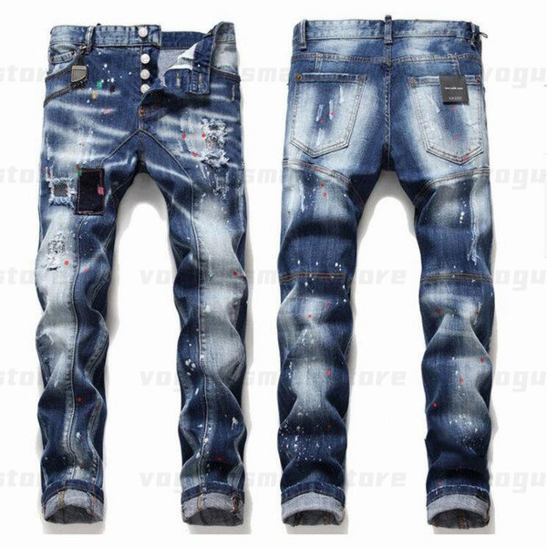 

Mens Cool Rips Stretch Designer Jeans Distressed Ripped Biker Slim Fit Washed Motorcycle Denim Men s Hip Hop Fashion Man Pants 20210KUW, 1010