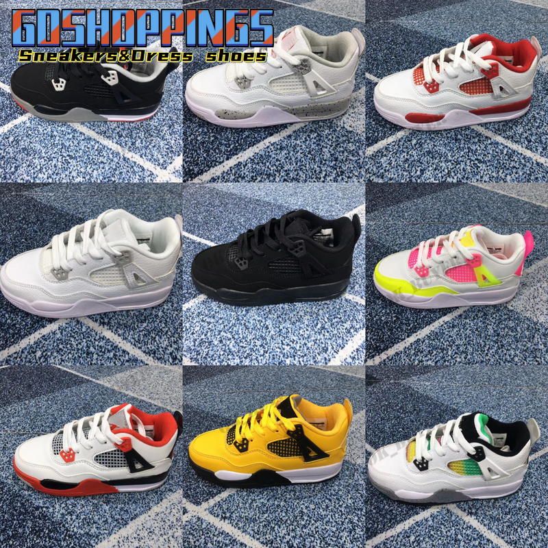 

White Oreo TD 4s Kids Baketball Shoes Lightning 2021 Rasta Lemon Venom Alternate 89 Pure Money Big Boys Girls Toddler Fire Red Sneakers, Shoe box