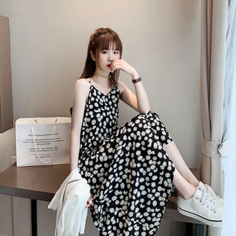 

summer little daisy fairy floral women dresses girl condole belt clothing wholesale vestido de mujer wbx308, Black;gray
