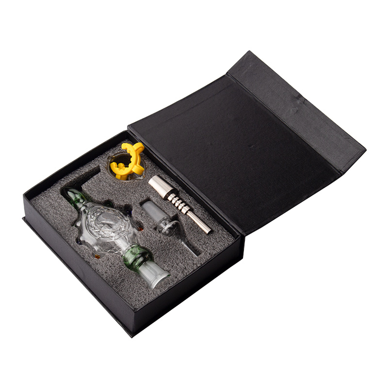 

NC005 Hookah Smoking Pipe Gift Box 14mm 19mm Titanium Quartz Ceramic Nail Clip Wax Dish Turtle Style Dab Rig Pipes Glass Water Bong Bubbler 6 Models
