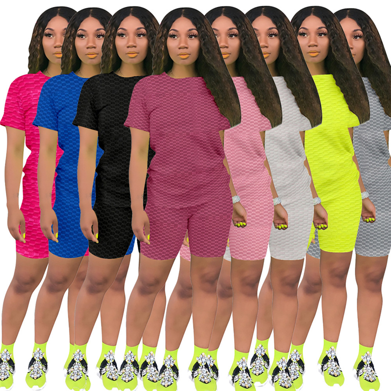 

Women's Two Piece Sets Womens 2 Pieces Pants Shorts + Tops tshirt short sleeve Crew Neck yoga sports suit plus size S/M/L/XL//3XL/4XL, Mix order(please mark the color)