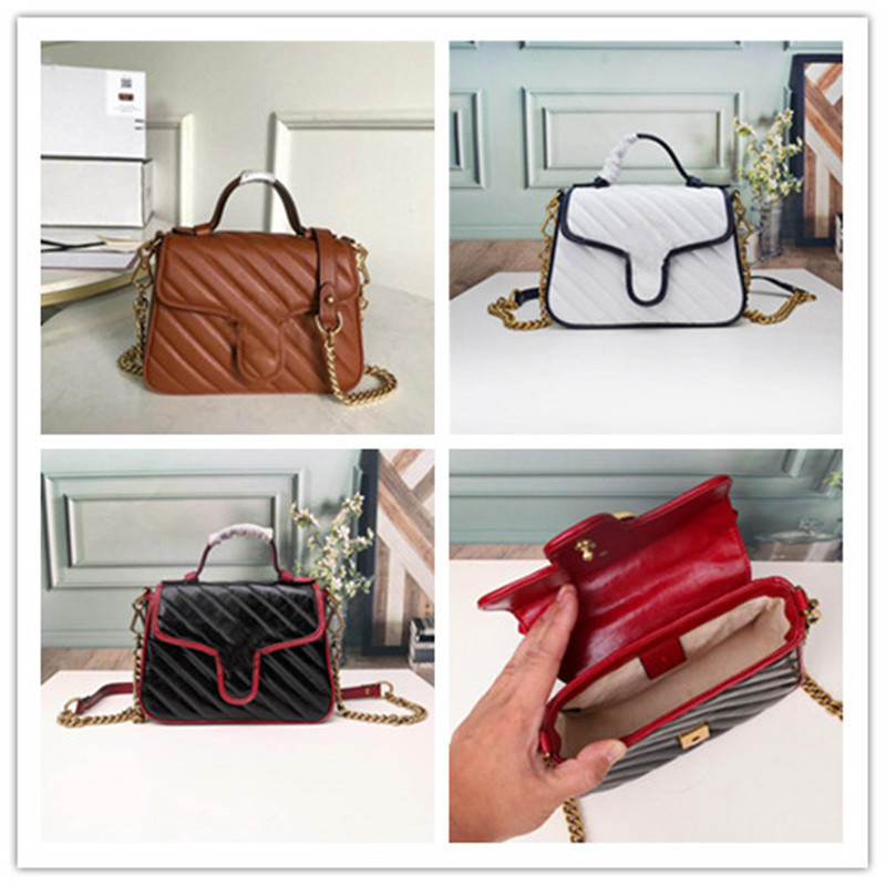 

Designer Luxury Marmont Mini Top Handle Bag Black Red Matelasse Quilted Leather Leather Chain Shoulder Hand Bag Size:21*15.5*8cm