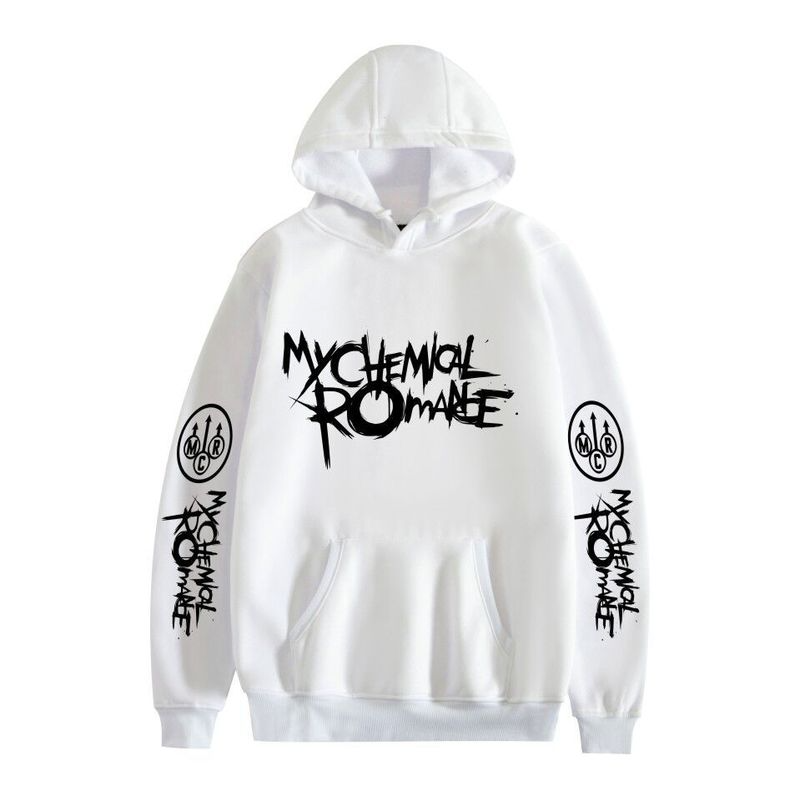 

Womens Unique Thorns Letter Printed Long Sleeve Pouch Pocket Drawstring Hoodie, White