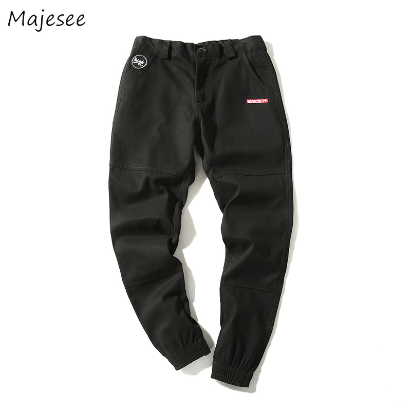 

pants men large size pockets leisure simple all-match hip hop harajuku japanese style daily cargo pant mens trendy trousers chic, Black