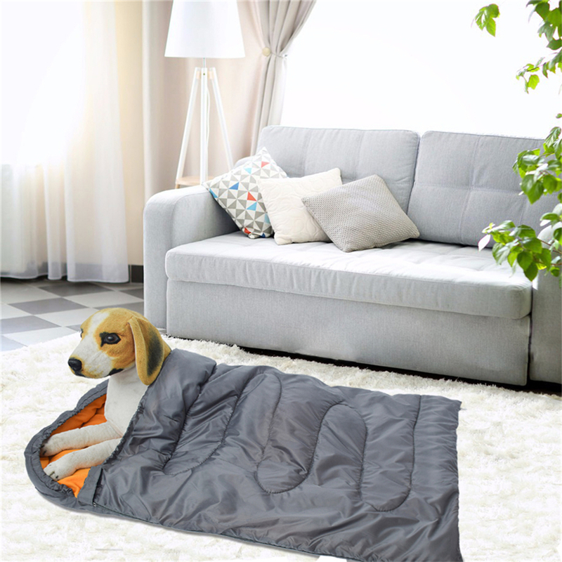 

Pet Dog Seeping Bag Outdoor Camping Dog Bed Mat Banket Soft Feece Cushion Mattress For Sma arge Dogs With Storage Bag Mat, Orange