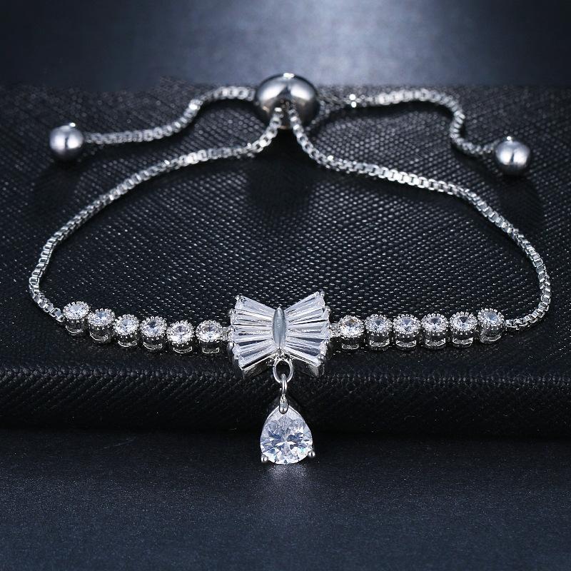 

Charm Bracelets Ekopdee Fashion Cubic Zirconia Chain Bracelet For Women Luxury Butterfly Zircon Female Wedding Jewelry 2021, Golden;silver