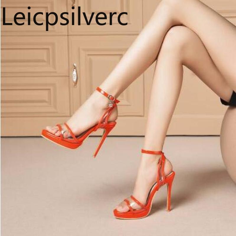

Women's Sandals Summer The Fashion Mixed Colors Fish Mouth Open Toe Buckle Fine Heel High Shoe Plus Size 28-52, Black