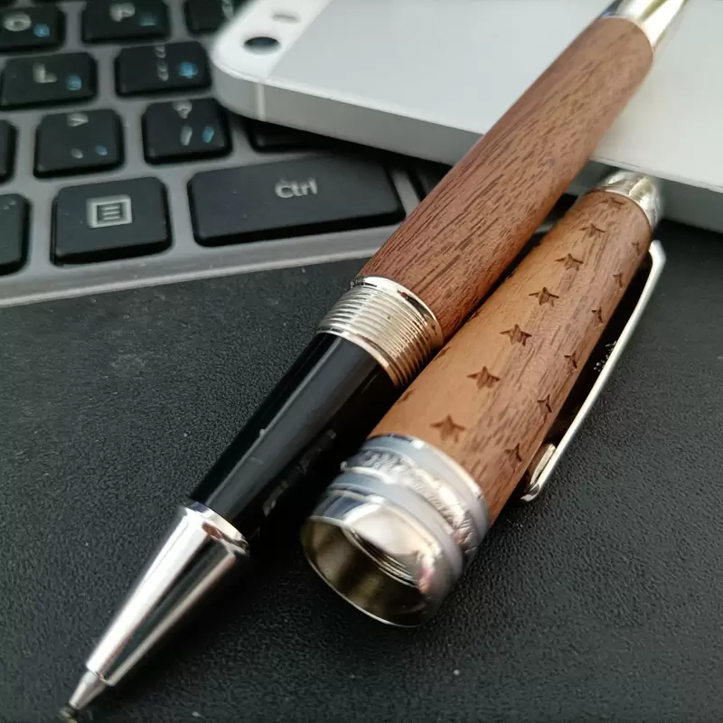 

PURE PEARL The little prince 145 Roller Ball Pen High Quality Classic rosewood Barrel with Serial Number Writing smoth Luxury Office Supplie+Gift Refills & Plush Pouch