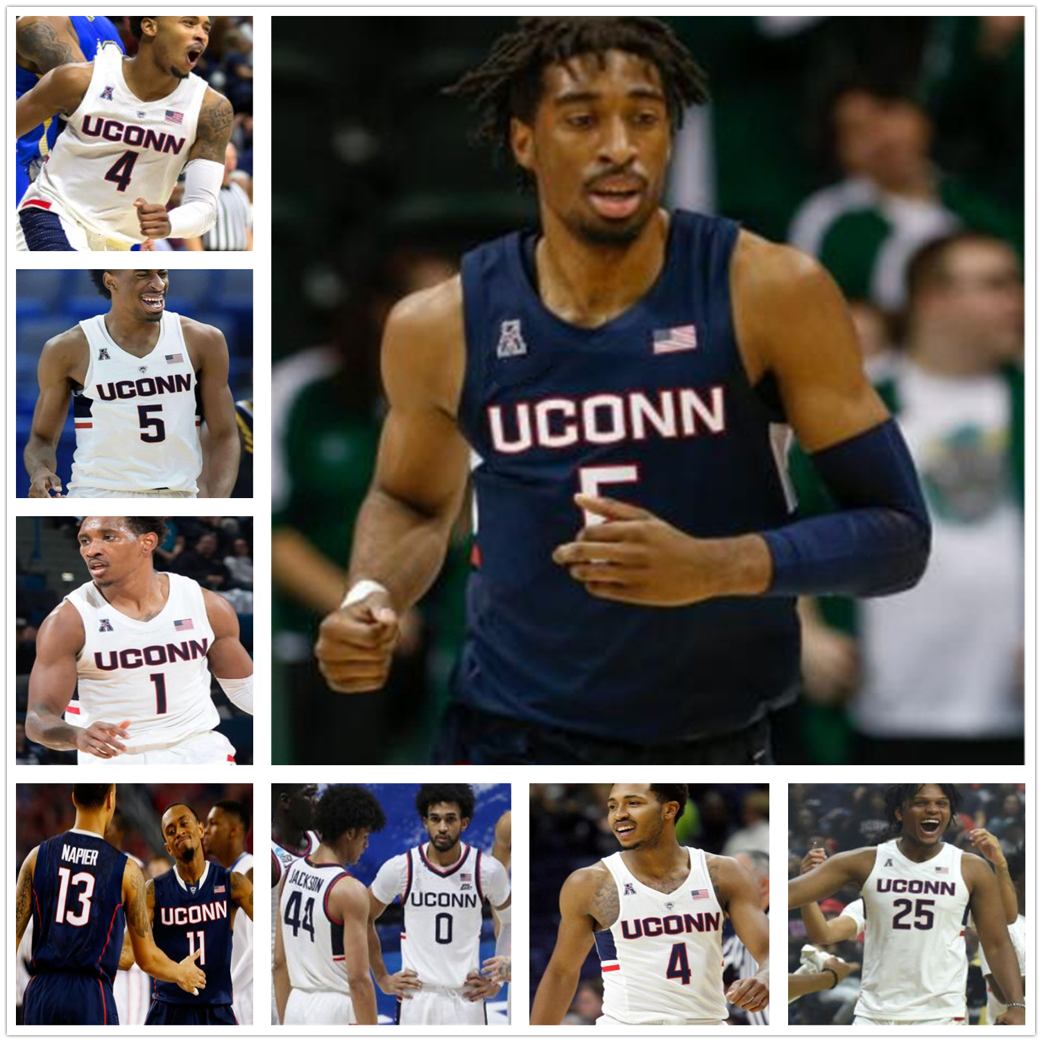 

Custom Connecticut UConn Huskies College Basketball Jersey NCAA andre Jackson Hamilton Gordon Sidney Wilson Brendan Adams Christian Vital, Blue