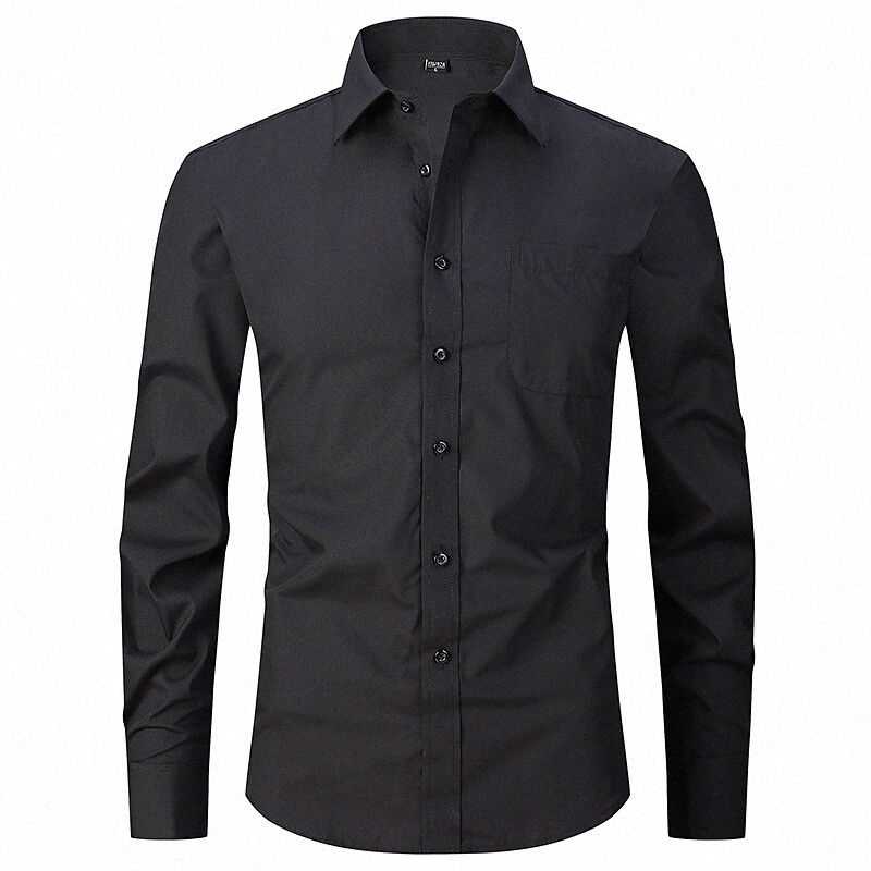 Men's Shirt Solid Colored Turndown Street Casual Button-Down Long Sleeve Tops Business Basic Formal Fashion Blue White Black R3YP#