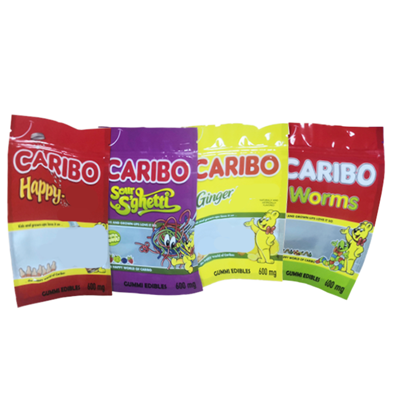 

CARIBO WORMS edibles 600mg gummy mylar bag package 4 colors