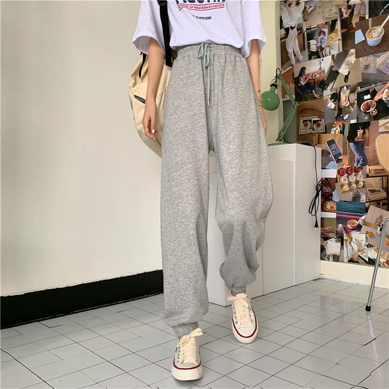

Women' Pants & Capris Women Harajuku Fall White Joggers Sports Korean Fashion Oversize Gray Jogging Sweatpants Baggy Black Wide Trousers