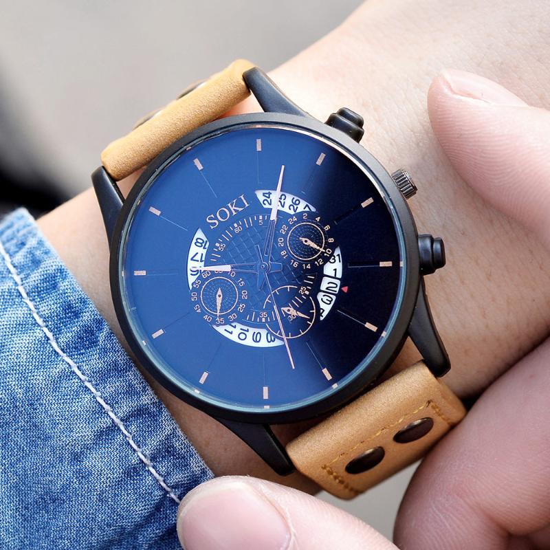 

Wristwatches 2021 European And American Style Fashion Casual Men's Watch Pu Strap Student Sports Quartz Business, Green