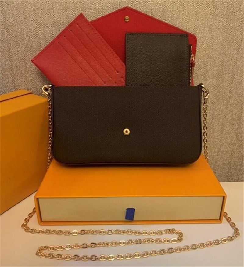

Top Quality 3 pcs/set women Shoulder Bags favorite multi pochette accessories Crossbody Purse Messenger Handbags Flower designer lady Leather With Box and Dust bag, Brown
