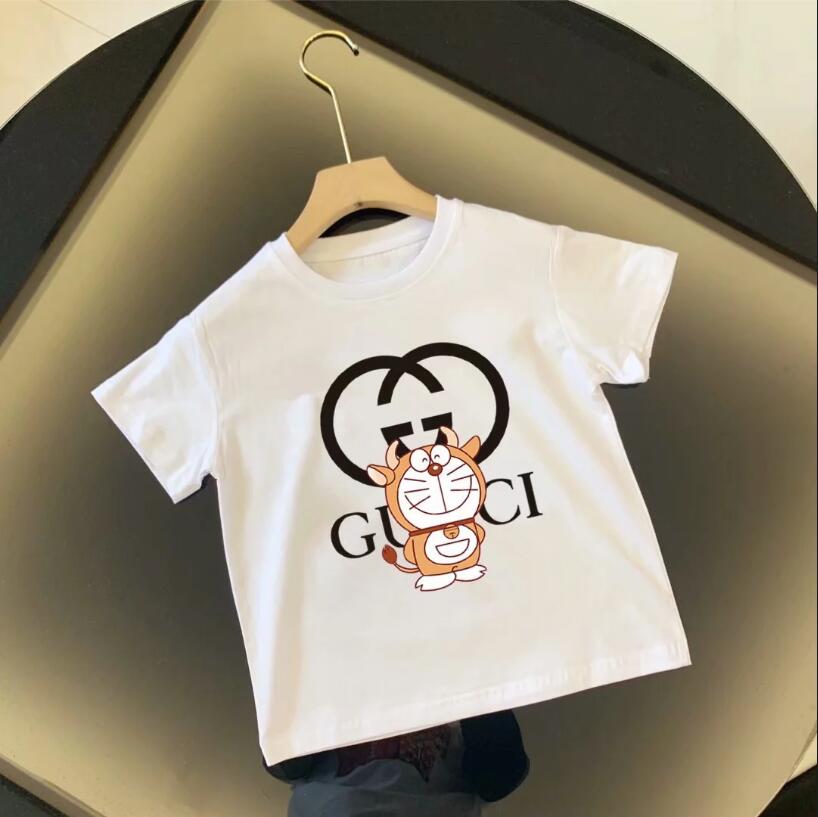 

Children's summer round neck T-shirt cotton cartoon print top, Blue