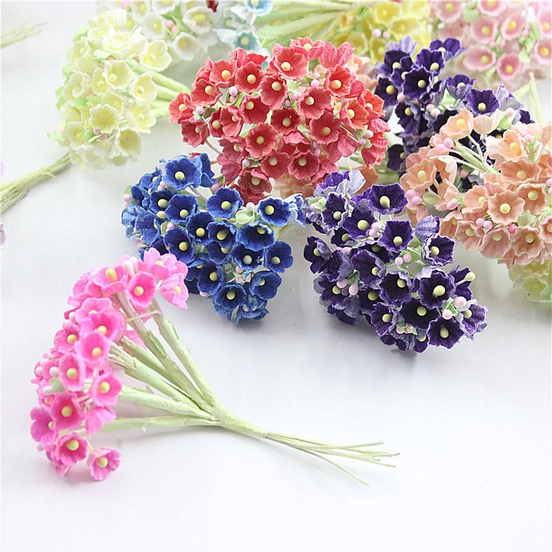 

Decorative Flowers & Wreaths Mini Silk Flower Plum Bunch Artificial Bouquet Rose Flocking Fabric Lucky Home Decor Table Wedding Decoration, Ld1111f