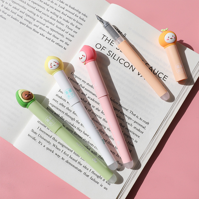 

creative cartoon double head heat sensitive erasable pen for students to write 0.5mm stainless steel writing brush can replace ink bag