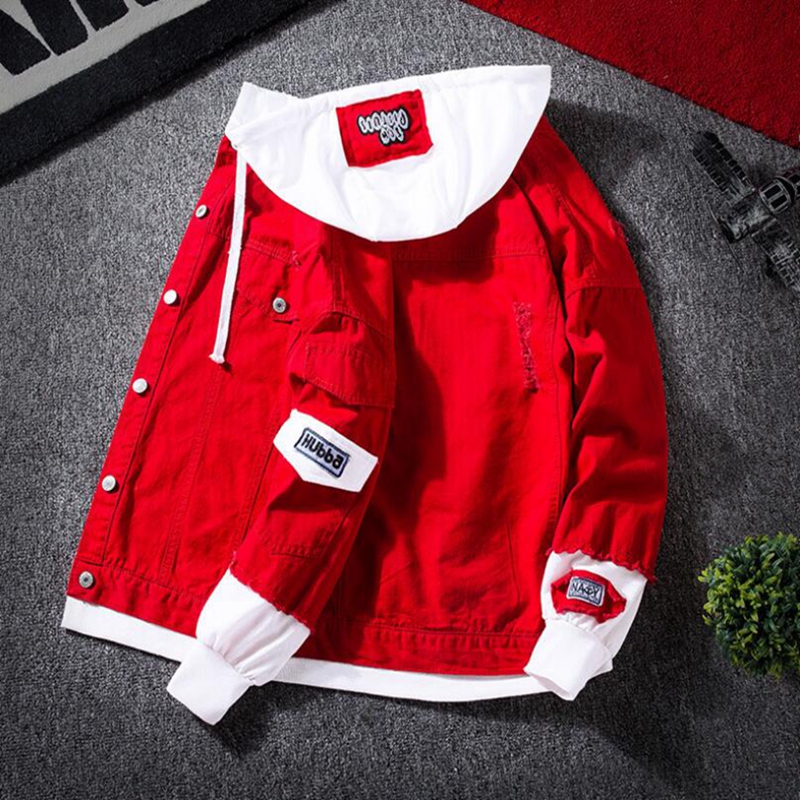 

Autumn Hooded Denim Jacket Mens Hip Hop Jeans Coat Retro Jean Jacket Street Casual Bomber Jacket Men Women Outerwear Hoodies, Black