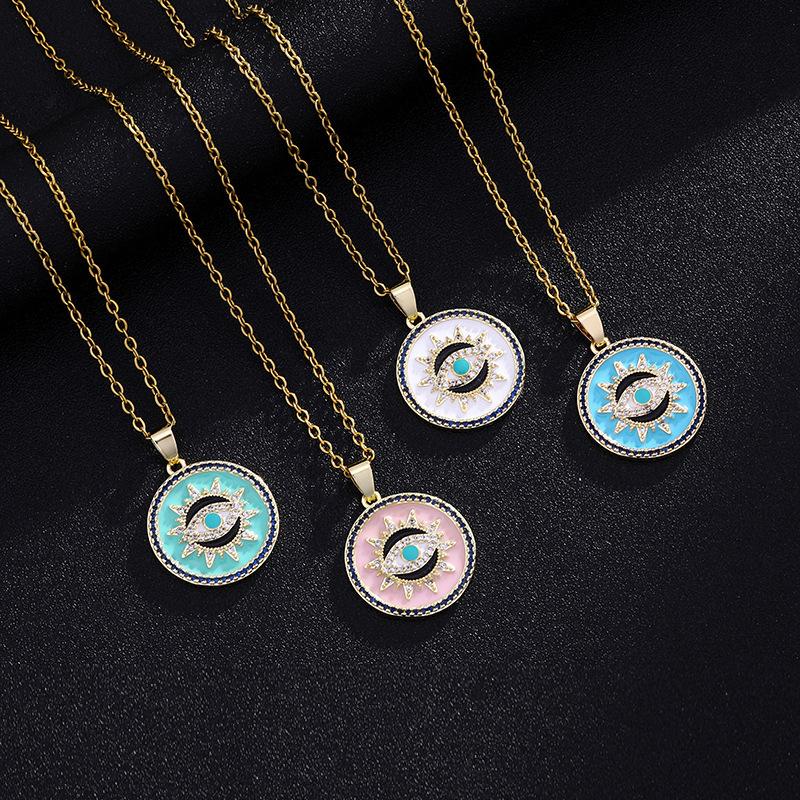 

Pendant Necklaces 2021 Classic Eye Necklace Women Romantic Round Stainless Steel Chain For Jewelry Gift