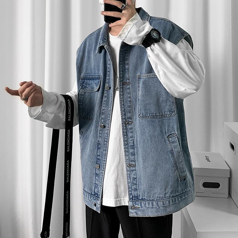 Mens Blue Denim Vest Australia | New 