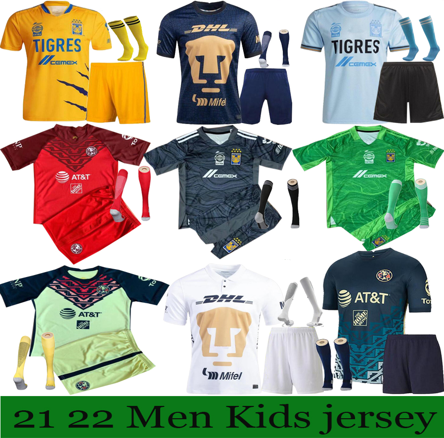 

liga mx 2021 2022 Club America Tigres UNAM Soccer Jerseys Chivas 115 year third 21 22 Monterrey Camisas de Football Shirts adults kit, Black