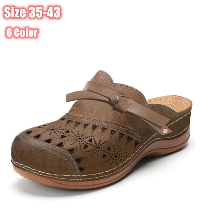 

Sandals Summer Women's Slippers 2021 Vintage Roman Woman Shoes Casual Wedge Platform Hollow Comfort Beach Shoe Female Flip Flops, Black