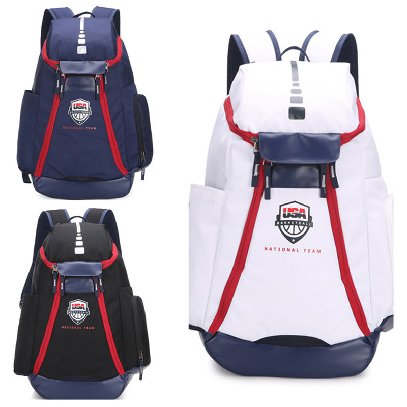 

2021 Hoops Elite Max Air Team USA 2.0 Basketball Backpacks Men Women Junior Black White Blue Training Double Shoulders Bags