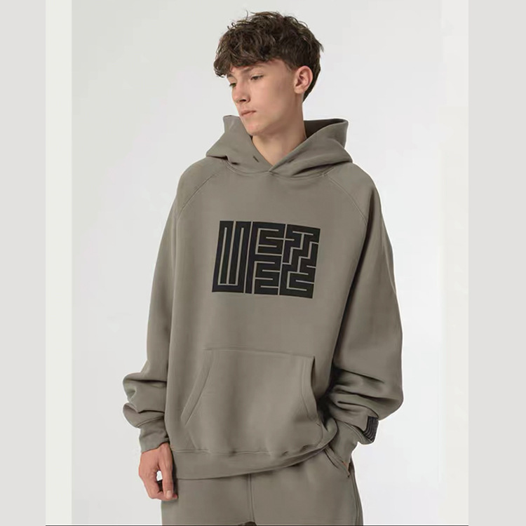 

Women' Hoodies Ufz "jiudiezhuan Guochao official seal" tide brand loose spring autumn large hooded sweater for men girls, Earth grey without velvet