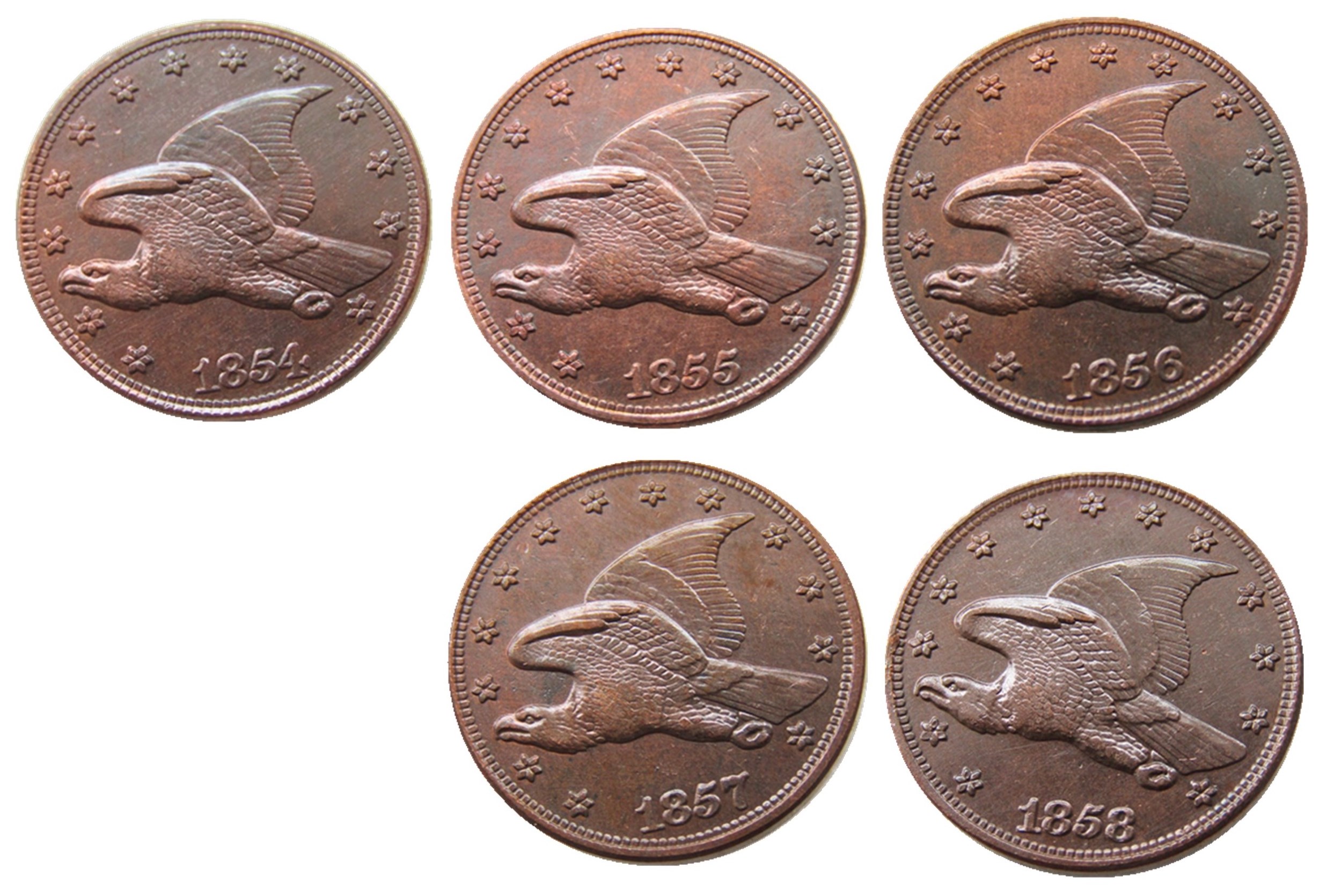 US A Set of (1854-1858) 5pcs New Flying Eagle Cent Craft Copy Decorate Coin Ornaments home decoration accessories