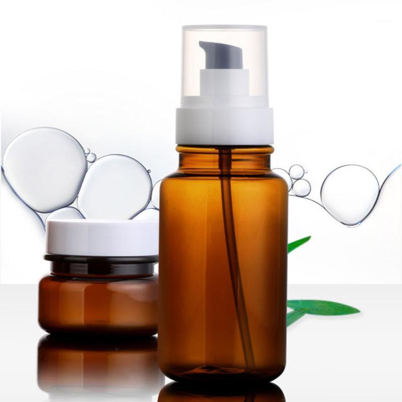 

Storage Bottles & Jars 1 Set 5pcs Dispenser Bottle Cream Lotion Container Tea Color Packaging For