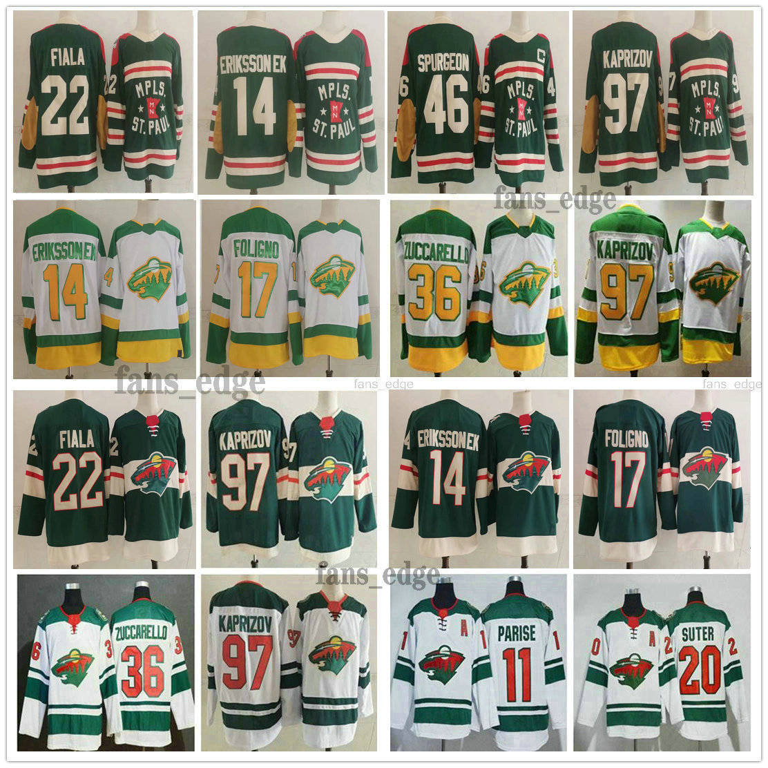 

2022 Winter Classic Minnesota Wild Hockey Nhl 97 Kirill Kaprizov Jerseys 46 Jared Spurgeon 36 Zuccarello 22 Kevin Fiala 24 Dumba 17 Marcus Foligno 14 Joel Eriksson Ek, As picture (4 players)