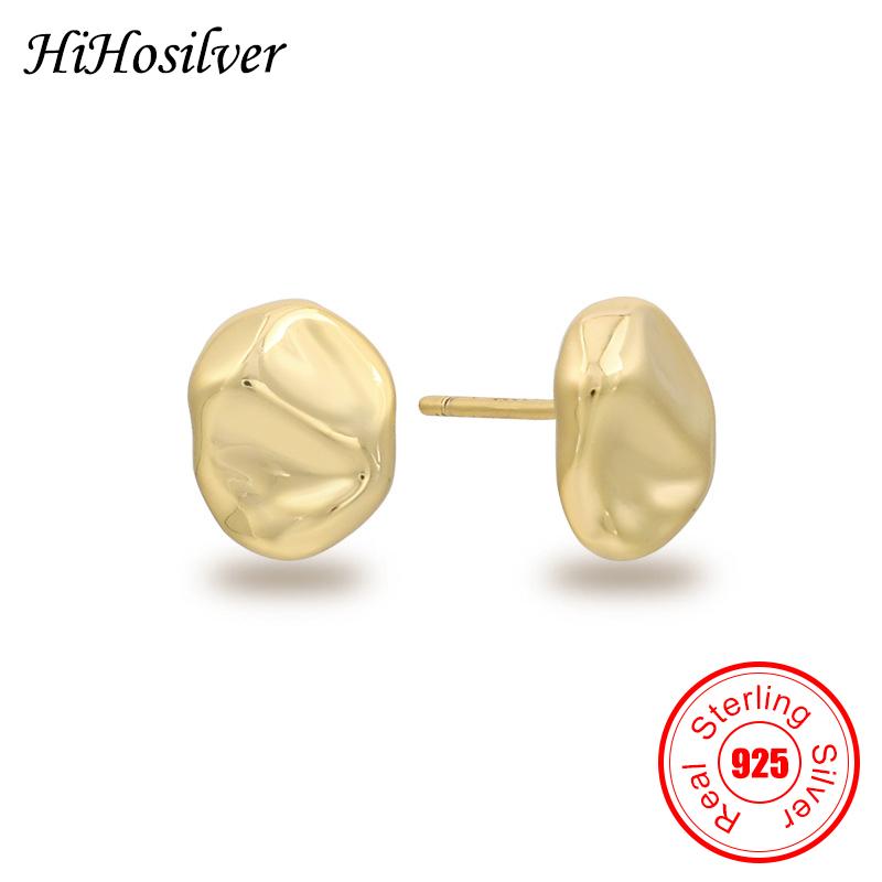 

Stud HiHosilver Gold Jewelry Gilr Gift Casting Pattern Metal Real 925 Sterling Silver Earrings For Women HH21051, Golden;silver
