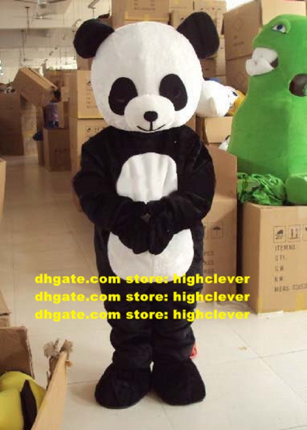 

Vivid White Black Ailuropus Panda Bear Mascot Costume Bearcat Catbear Adult Mascotte With Round Fat Cute Head No.175, As in photos
