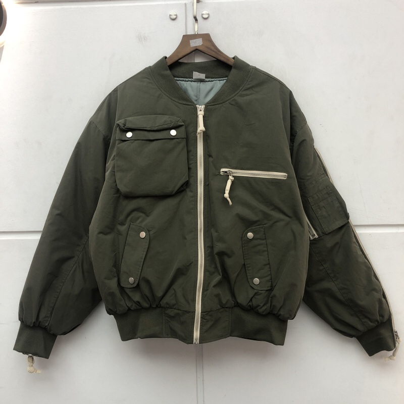 

Varsity Jacket Men Women High Quality Classic Fit Coats Multi-pocket Zip Bomber Jacket clothes, Black