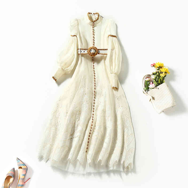 

Casual Dresses spring heavy industry embroidered linen belt lady dress long skirt three piece half suit women Nanyou 3E1E, White