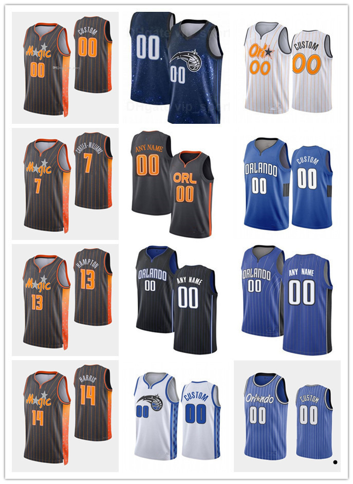 

75th Custom Men Women Youth 7 Michael Carter-Williams 13 R.J. Hampton 14 Gary Harris Jonathan 1 Isaac Orlando''Magic''Ba, Black;red