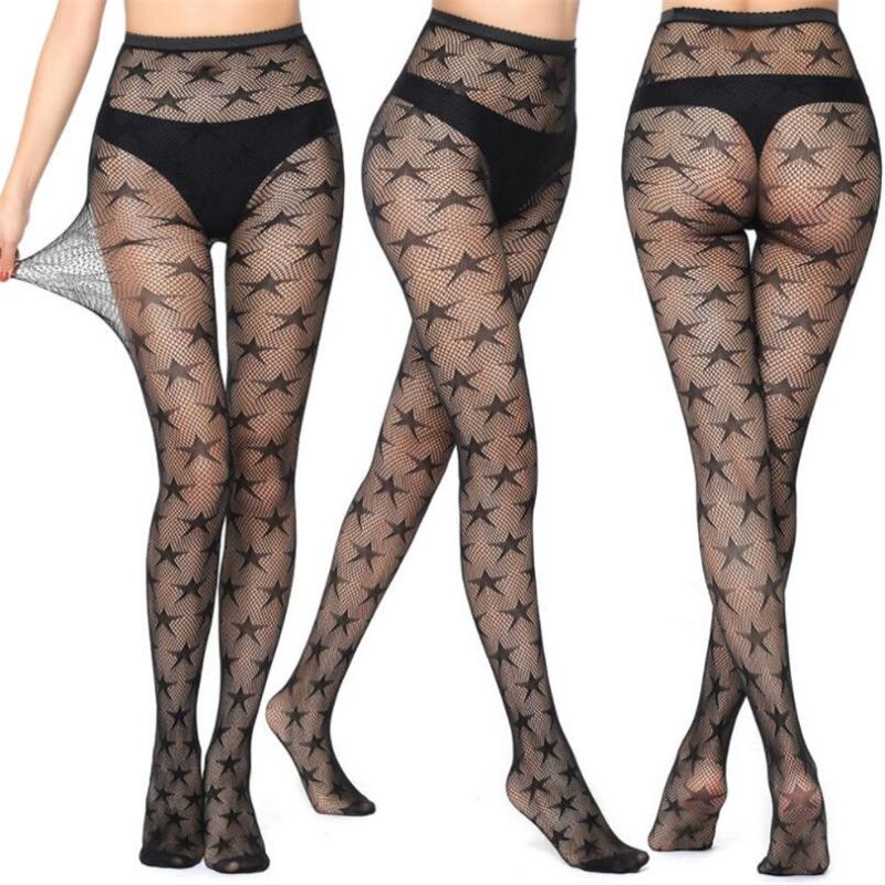 

Women Sexy Pantyhose Mesh Fishnet Nylon Tights Long Stocking Jacquard Step Foot Seam High Over Knee Stockings Socks & Hosiery, Black;white