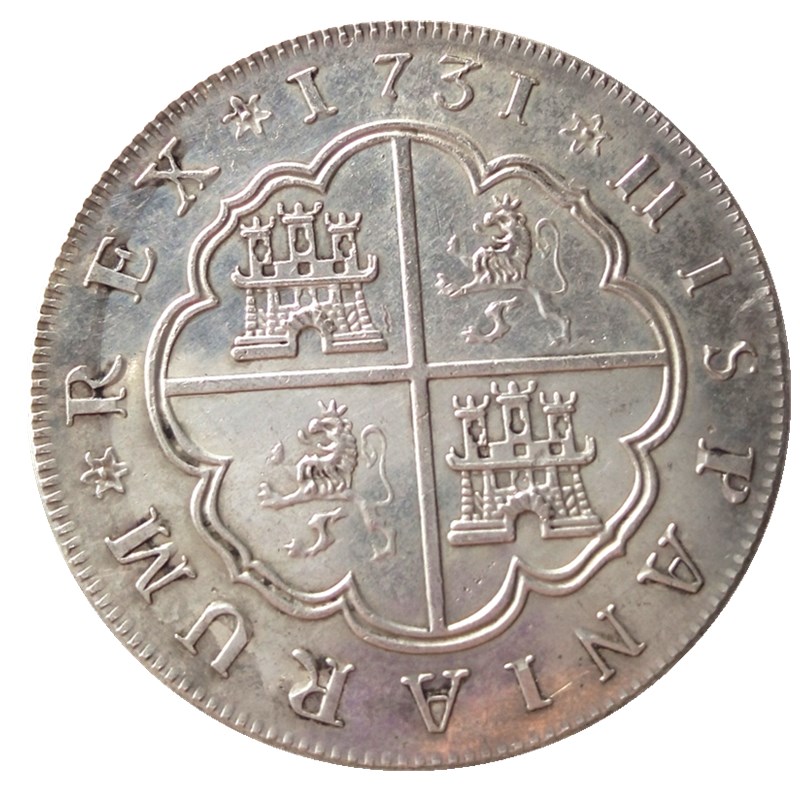 

Spain 8 Resl 1731/1733 Silver Plated Craft Copy Coins Ornaments home decoration accessories
