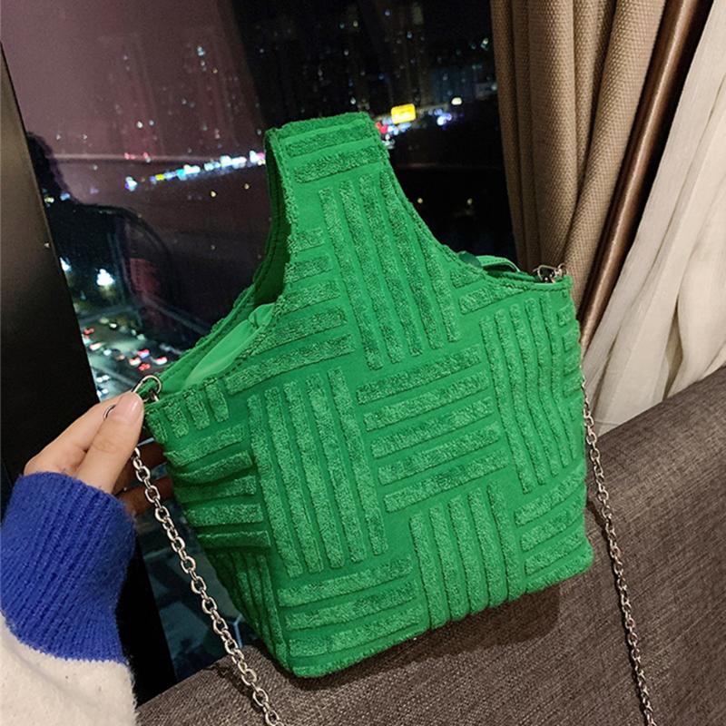 

Evening Bags Luxury Women's Small Bucket Bag Top Quality Fabric Chain Striped Shoulder Messenger 2022 Spring Designer Female Handbags
