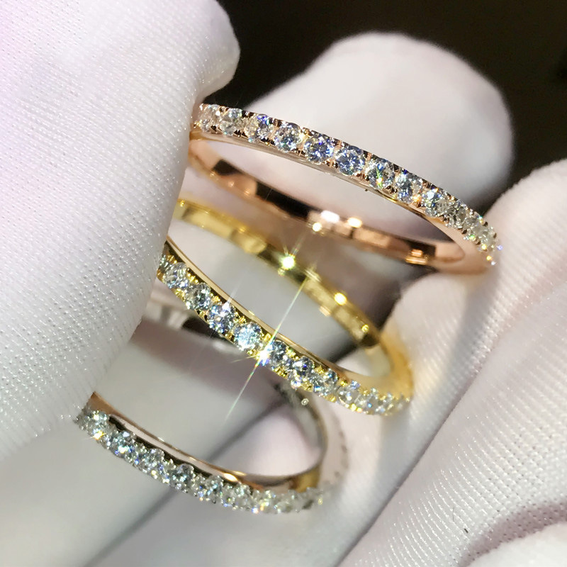 

Fashion Simple S925 Sterling Silver Single Row Ring Net Red Style Micro Inlaid with Diamond Temperament Versatile Mini Jewelry