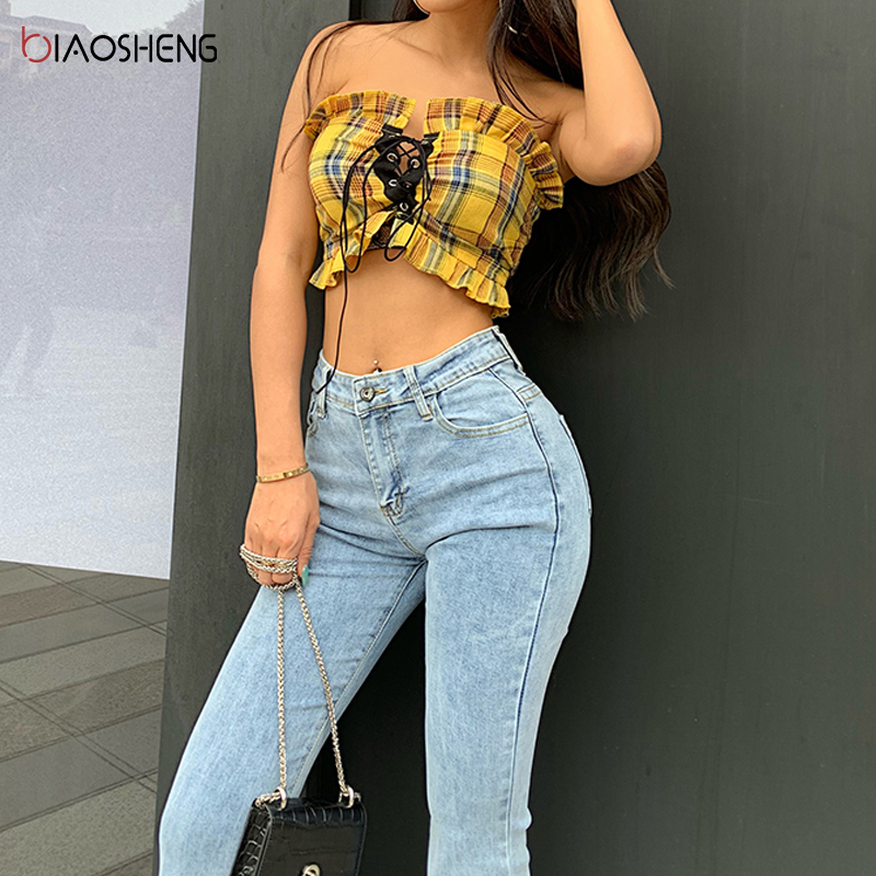 

2021flare jeans pants women vintage denim ladies jeans women high waist fashion stretch pocket trousers plus size wide leg jeans, Blue