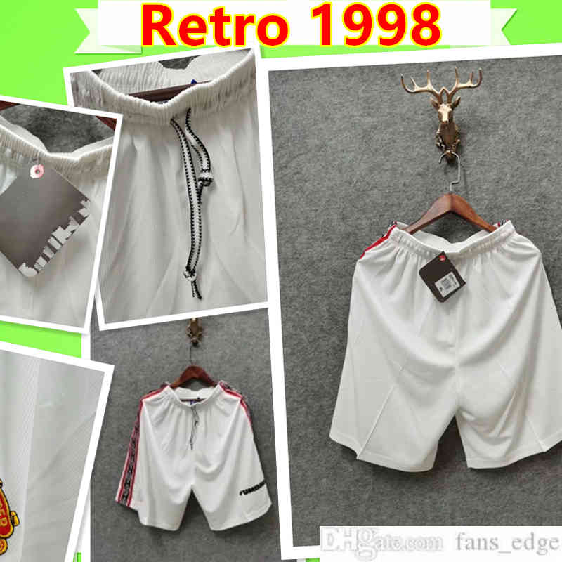

1998 1999 RETRO United soccer shorts UTD 98 99 MAN Vintage Classic home white football pants #7 CANTONA #10 BECKHAM #20 SOLSKJAER KEANE, Retro shorts 1998