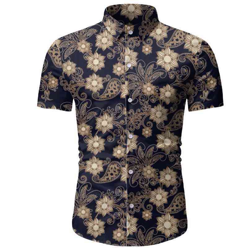 

Paisley Shirts Men Short Sleeve Casual Flower Print Aloha Shirt Mens Beach Holiday Hawaiian Camisas Summer Brand Floral Camisa 210524, Black