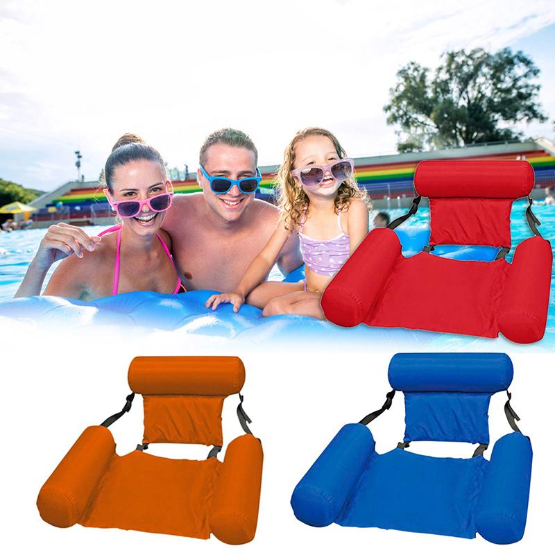 

Swimming Pool Water Hammock Recliner Inflatable Mat Floating Bed Chair Foldable Summer Air Mattress Sleeping Cushion Floats & Tubes