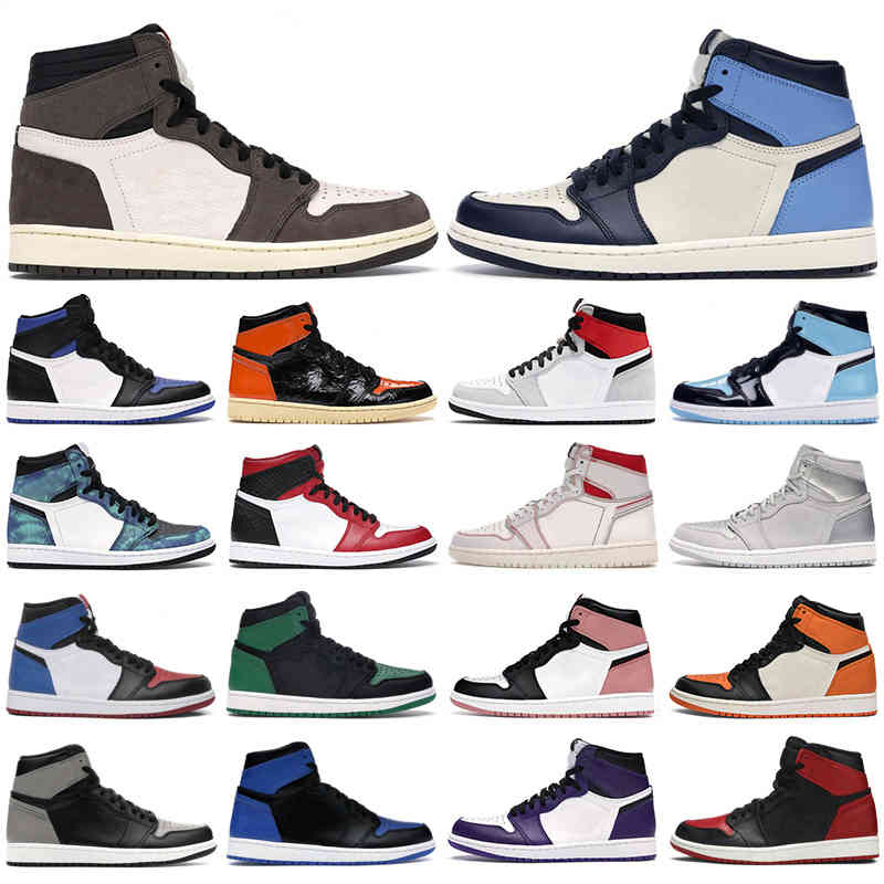 Chaussures de basketball mens 1s High Og Obside Toe Royal Toe Noir Rouille Blanc Rose Cravate Cravate Crosse Chicago 1 Hommes Femmes Formateurs S