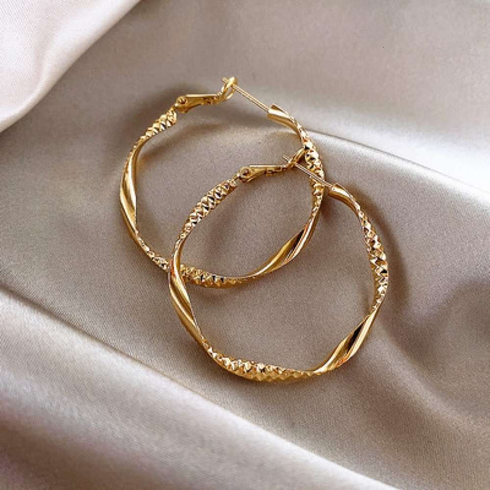 

earrings Big circle wind fashion women's simple earrings, 925 silver needles, Golden