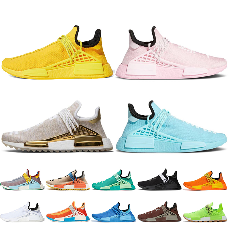

2021 Fashion Pharrell Williams NMD Human Race Running Shoes Womens Sneakers Black White Green Yellow Pink Blue Nerd Hu Trail Off Mens Trainers, A42 human race 36-47