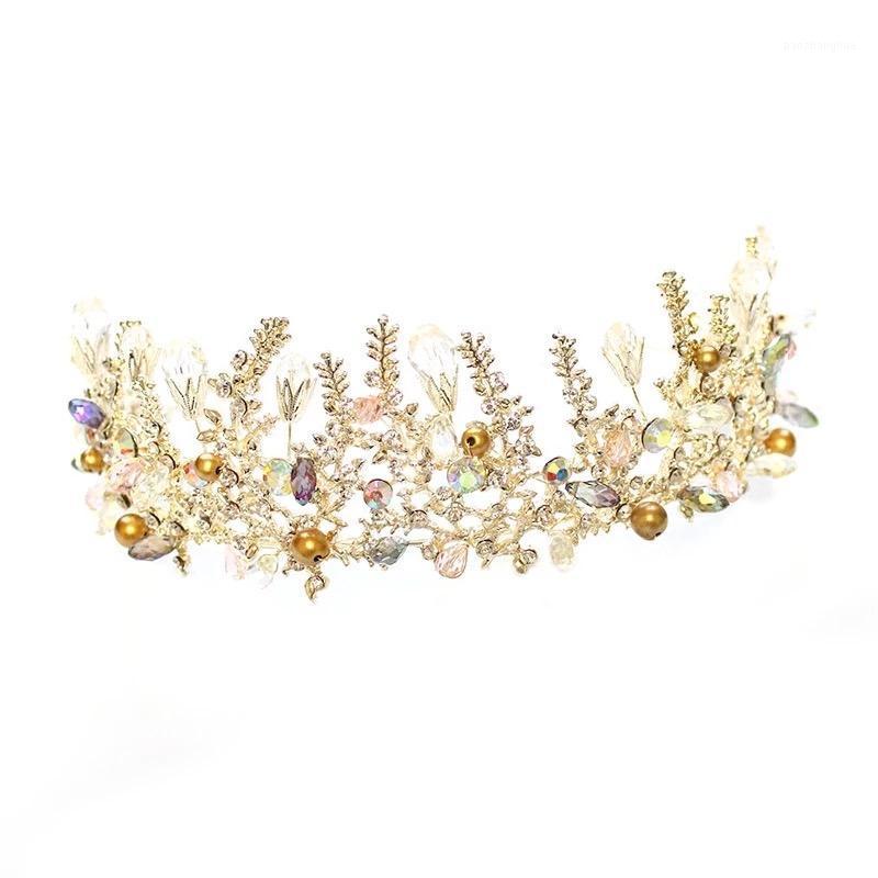 

Earrings & Necklace European And American Handmade Beads Exquisite Gold Crystal Crown Bridal Gowns Banquet Decorations., Silver