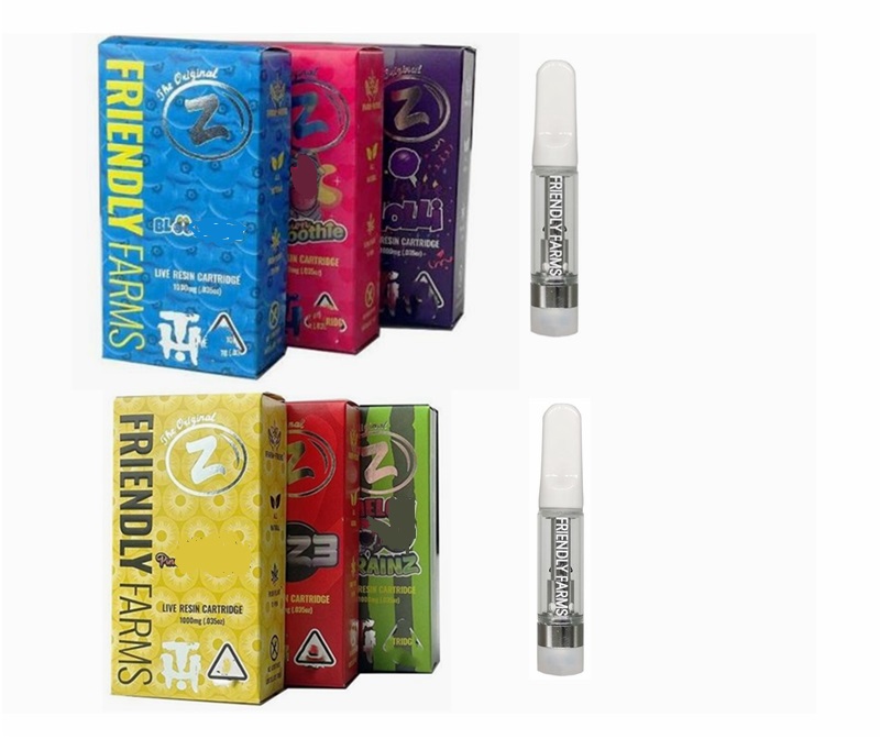 

Friendly Farms Cart Atomizers Ceramic Glass Tank 0.8 1.0ml Empty Cartridges Thick Oil Vape Carts Dab Pen Vaporizer white tip 1200pcs